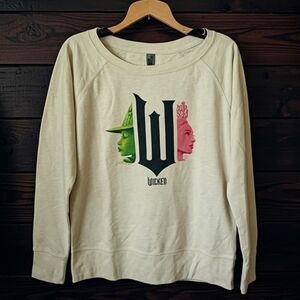 Wicked Elphaba And Galinda Cream Lightweight French Terry Long Sleeve Tee Size S